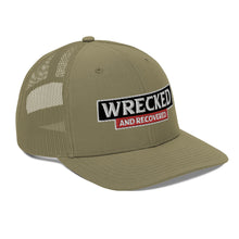 Load image into Gallery viewer, Wrecked & Recovered Text Trucker Cap