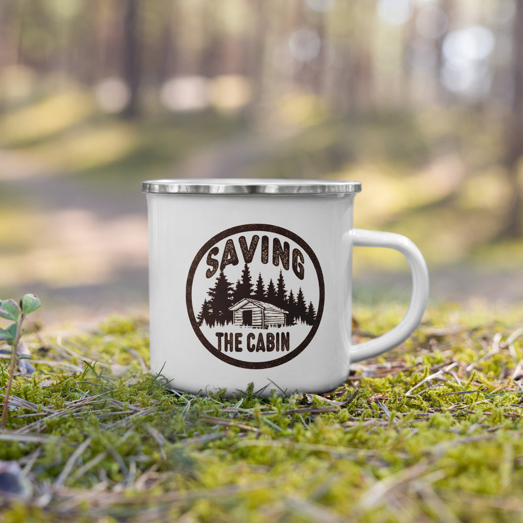 Saving the Cabin Enamel Mug