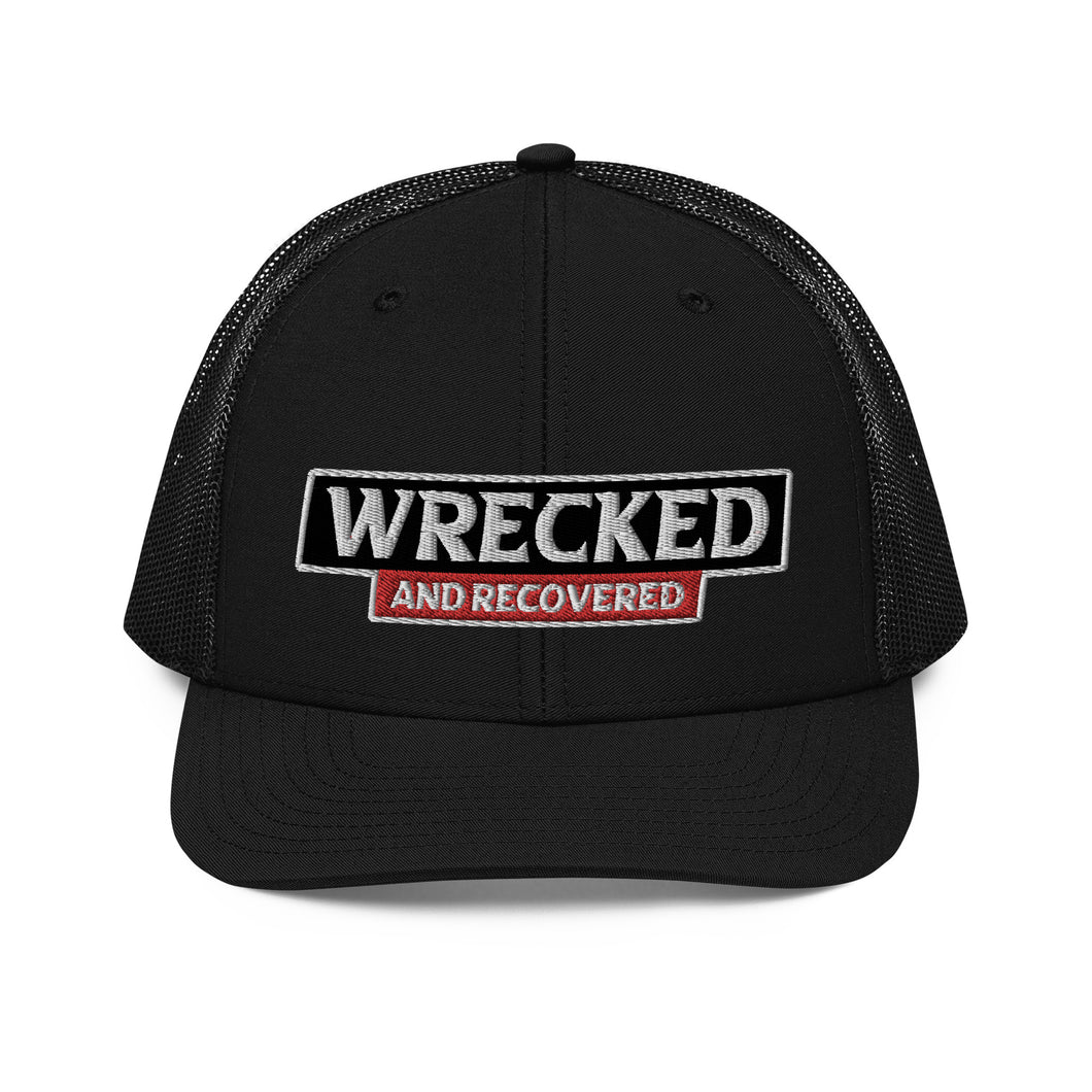 Wrecked & Recovered Text Trucker Cap